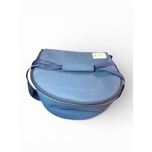 Pyrex Portables Blue Vinyl Insulated Carrier Bag 13x12 Hot Pack Pocket Blue